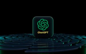 a black and green logo on a black background